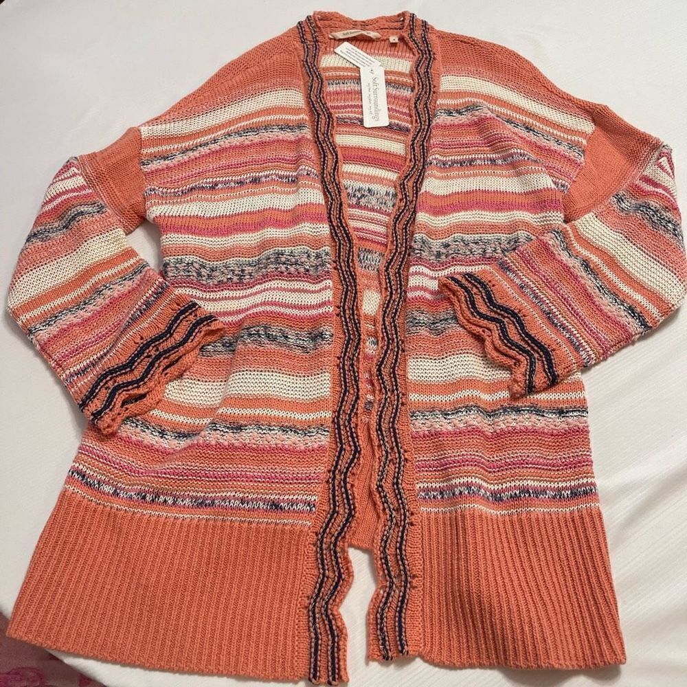 NWT Soft Surroundings Emberglow Stripes Cardigan Sweater Size Medium New